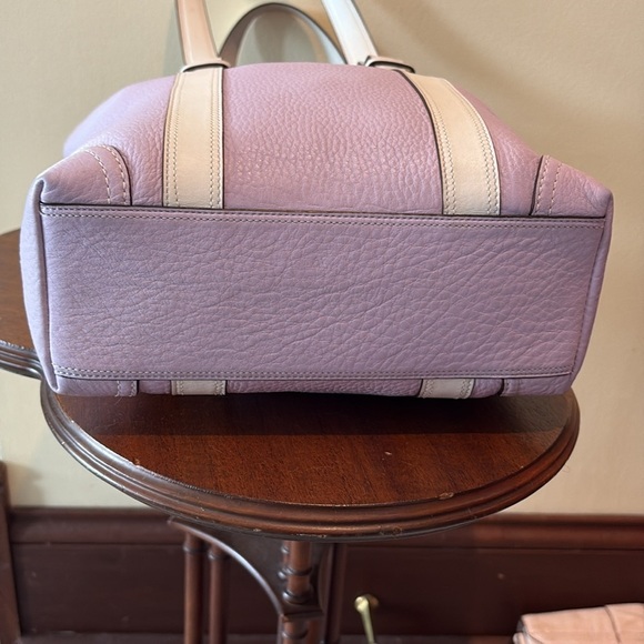 Coach Hampton tote bag F10692 shoulder bag pebbled leather Violet/white VEUC - Picture 9 of 16